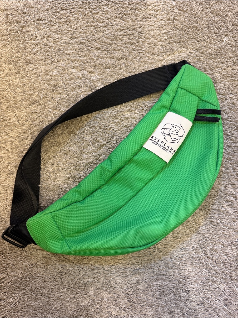 Everlane Bright Green Belt Bag with Black Strap